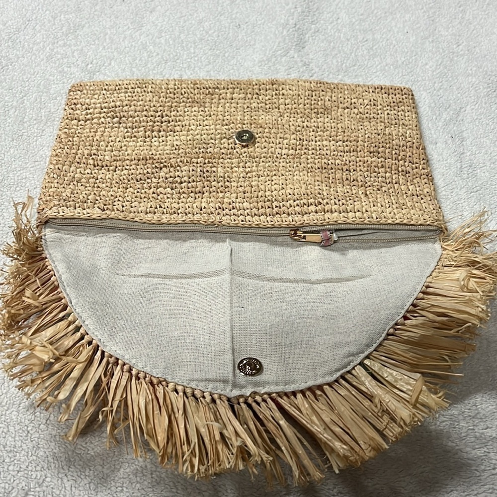 BTB Los Angeles Sera Pom Pom Raffia Clutch - Picture 5 of 6